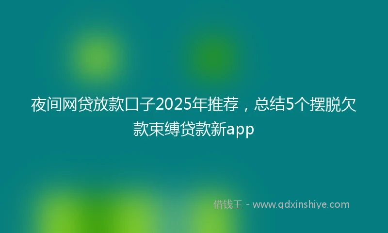 夜间网贷放款口子2025年推荐，总结5个摆脱欠款束缚贷款新app