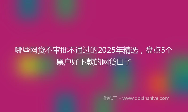 哪些网贷不审批不通过的2025年精选，盘点5个黑户好下款的网贷口子