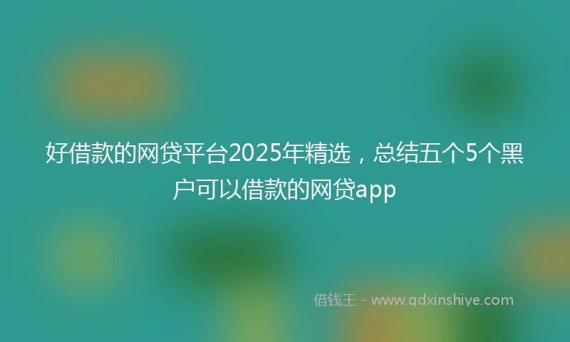 好借款的网贷平台2025年精选，总结五个5个黑户可以借款的网贷app