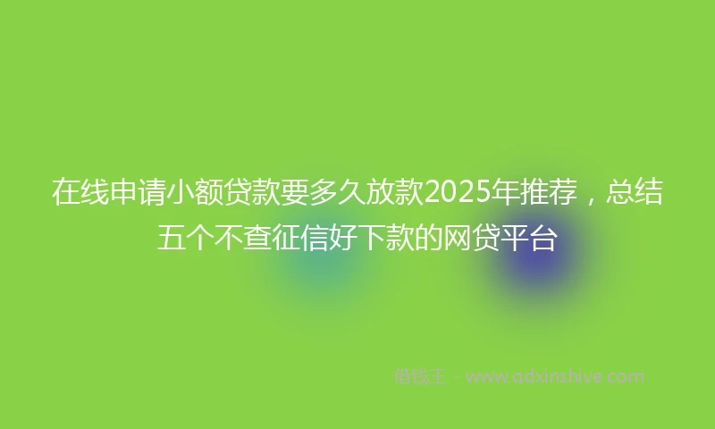 在线申请小额贷款要多久放款2025年推荐，总结五个不查征信好下款的网贷平台