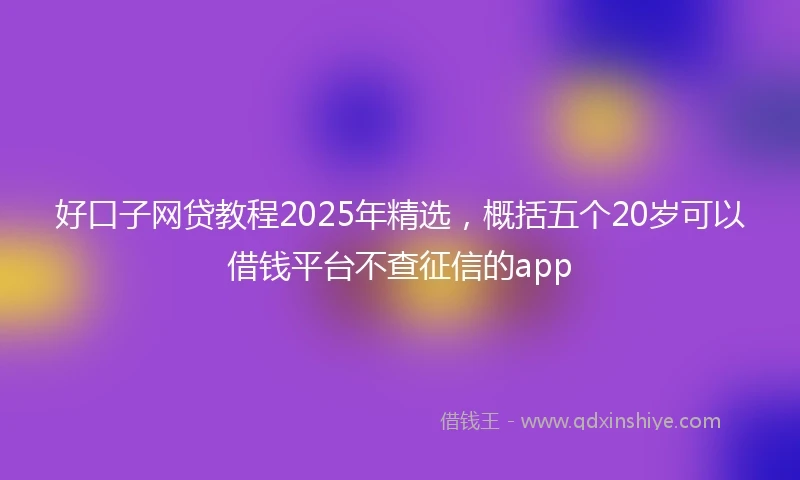 好口子网贷教程2025年精选，概括五个20岁可以借钱平台不查征信的app