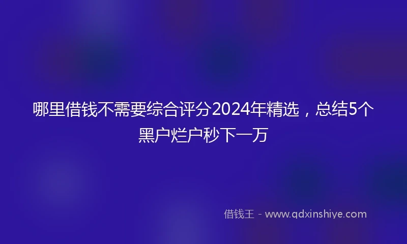 哪里借钱不需要综合评分2024年精选，总结5个黑户烂户秒下一万