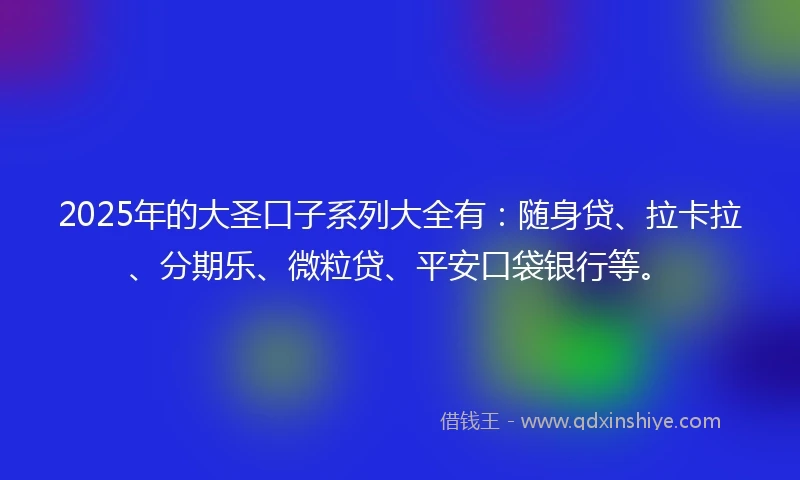 2025年的大圣口子系列大全有：随身贷、拉卡拉、分期乐、微粒贷、平安口袋银行等。