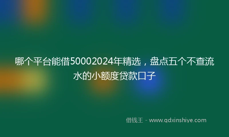 哪个平台能借50002024年精选，盘点五个不查流水的小额度贷款口子