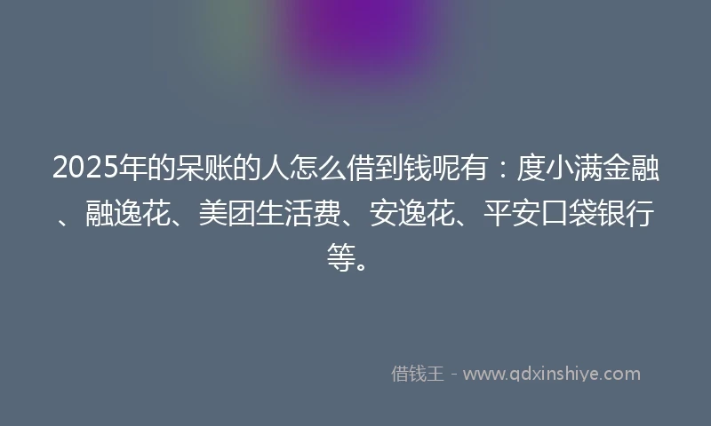 2025年的呆账的人怎么借到钱呢有：度小满金融、融逸花、美团生活费、安逸花、平安口袋银行等。