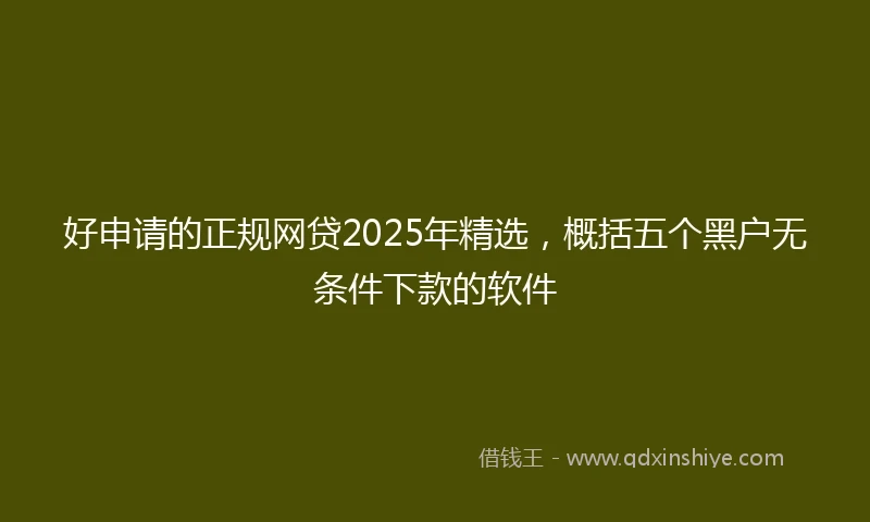 好申请的正规网贷2025年精选，概括五个黑户无条件下款的软件