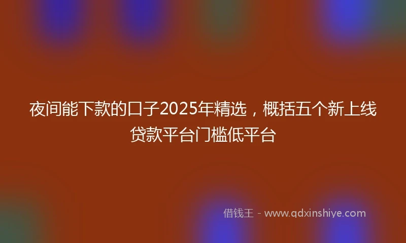 夜间能下款的口子2025年精选，概括五个新上线贷款平台门槛低平台