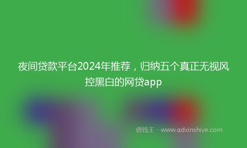 夜间贷款平台2024年推荐，归纳五个真正无视风控黑白的网贷app