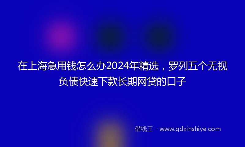 在上海急用钱怎么办2024年精选，罗列五个无视负债快速下款长期网贷的口子