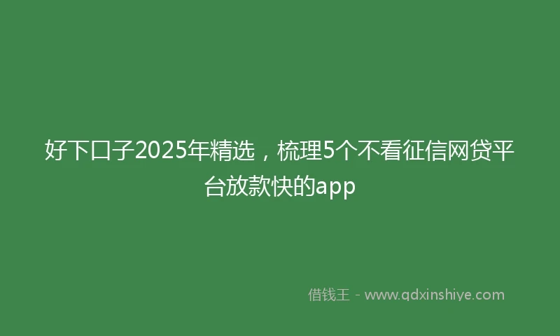 好下口子2025年精选，梳理5个不看征信网贷平台放款快的app