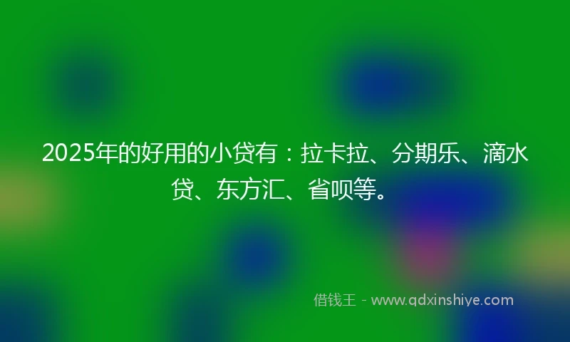 2025年的好用的小贷有：拉卡拉、分期乐、滴水贷、东方汇、省呗等。