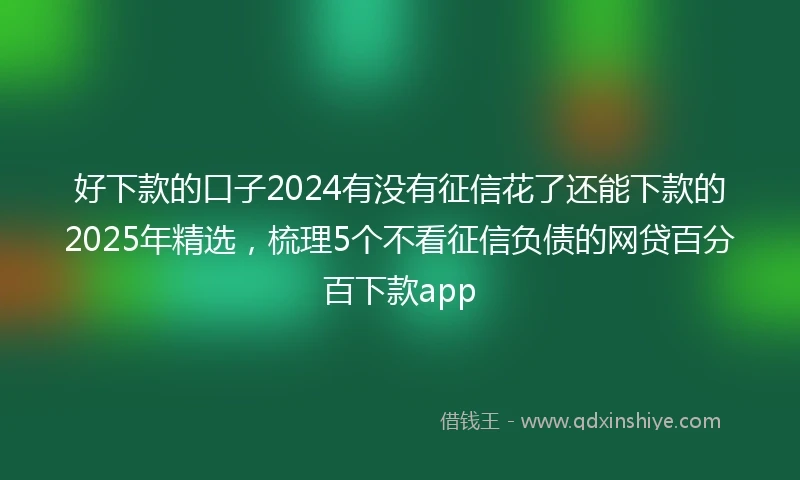 好下款的口子2024有没有征信花了还能下款的2025年精选，梳理5个不看征信负债的网贷百分百下款app