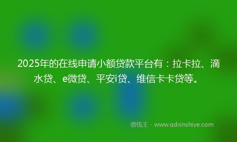 2025年的在线申请小额贷款平台有：拉卡拉、滴水贷、e微贷、平安i贷、维信卡卡贷等。
