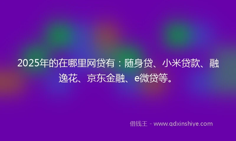 2025年的在哪里网贷有：随身贷、小米贷款、融逸花、京东金融、e微贷等。