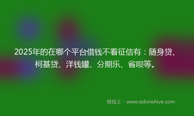 2025年的在哪个平台借钱不看征信有：随身贷、柯基贷、洋钱罐、分期乐、省呗等。