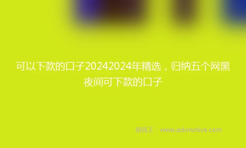 可以下款的口子20242024年精选，归纳五个网黑夜间可下款的口子