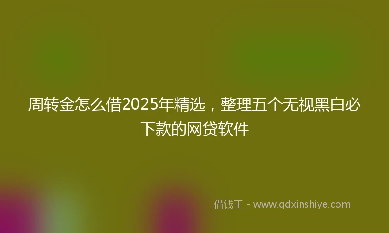 周转金怎么借2025年精选，整理五个无视黑白必下款的网贷软件
