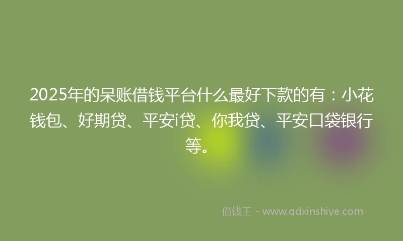 2025年的呆账借钱平台什么最好下款的有:小花钱包、好期贷、平安i贷、你我贷、平安口袋银行等。