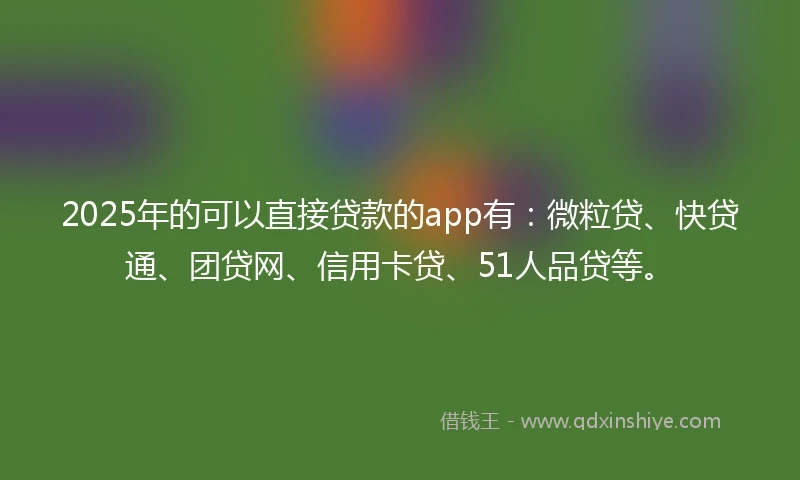 2025年的可以直接贷款的app有：微粒贷、快贷通、团贷网、信用卡贷、51人品贷等。