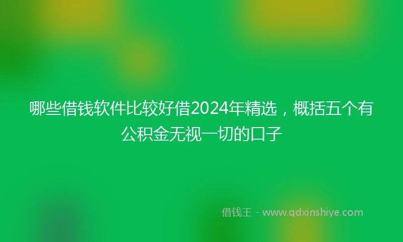 哪些借钱软件比较好借2024年精选，概括五个有公积金无视一切的口子