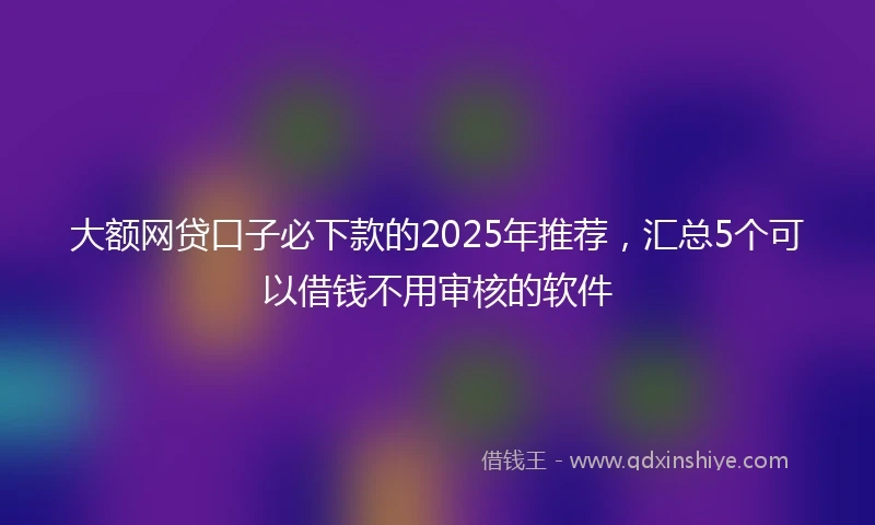 大额网贷口子必下款的2025年推荐，汇总5个可以借钱不用审核的软件