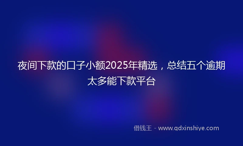 夜间下款的口子小额2025年精选，总结五个逾期太多能下款平台