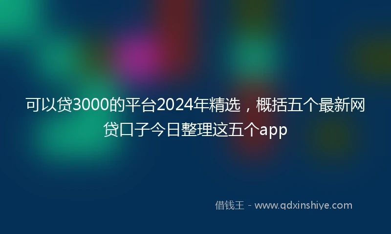 可以贷3000的平台2024年精选，概括五个最新网贷口子今日整理这五个app
