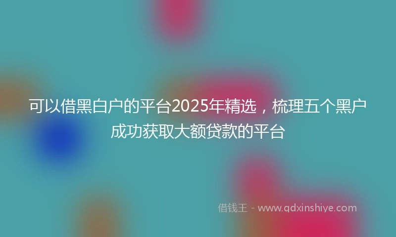 可以借黑白户的平台2025年精选，梳理五个黑户成功获取大额贷款的平台