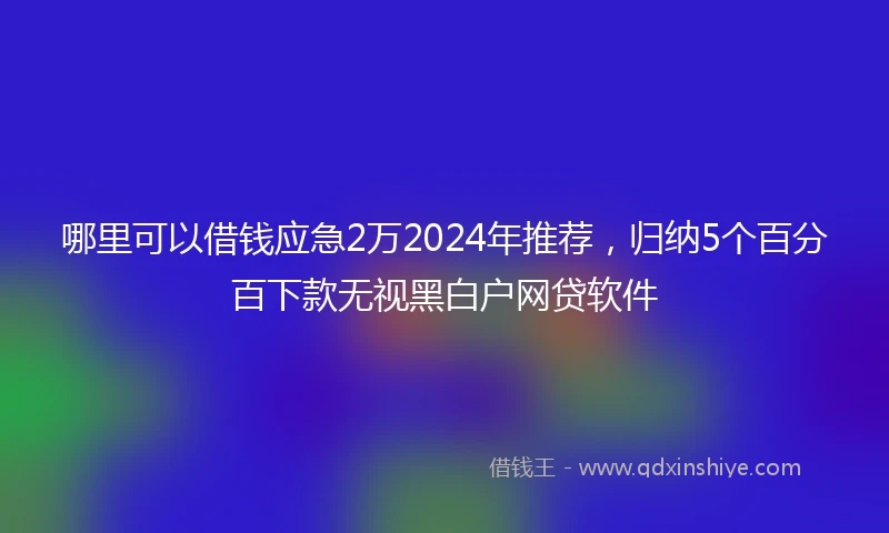 哪里可以借钱应急2万2024年推荐，归纳5个百分百下款无视黑白户网贷软件