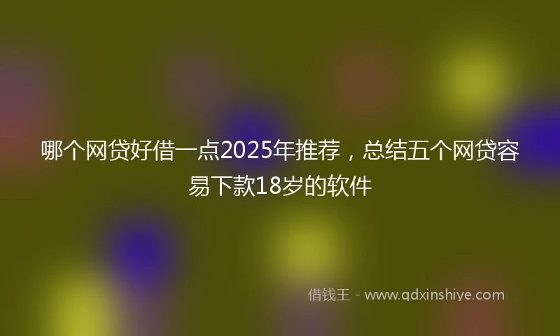 哪个网贷好借一点2025年推荐，总结五个网贷容易下款18岁的软件