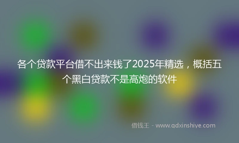 各个贷款平台借不出来钱了2025年精选，概括五个黑白贷款不是高炮的软件