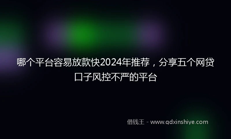 哪个平台容易放款快2024年推荐，分享五个网贷口子风控不严的平台
