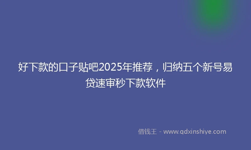 好下款的口子贴吧2025年推荐，归纳五个新号易贷速审秒下款软件