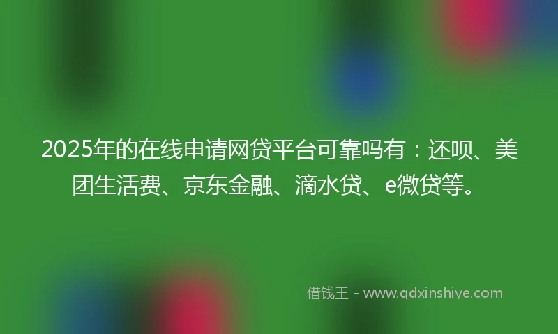 2025年的在线申请网贷平台可靠吗有：还呗、美团生活费、京东金融、滴水贷、e微贷等。