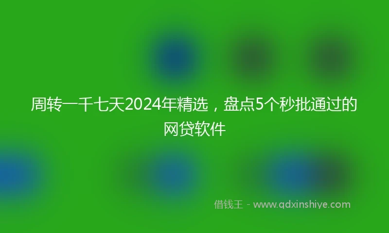 周转一千七天2024年精选，盘点5个秒批通过的网贷软件