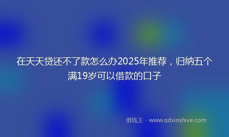 在天天贷还不了款怎么办2025年推荐，归纳五个满19岁可以借款的口子