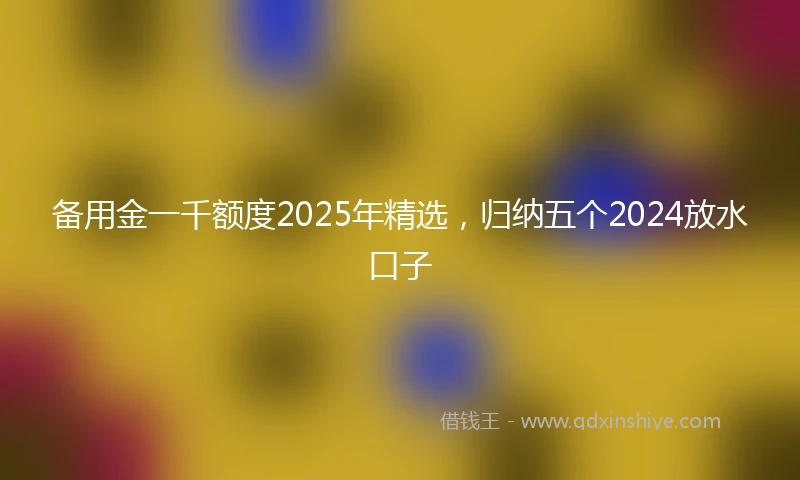 备用金一千额度2025年精选，归纳五个2024放水口子