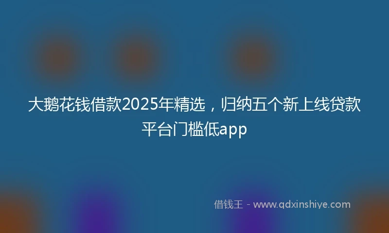 大鹅花钱借款2025年精选，归纳五个新上线贷款平台门槛低app
