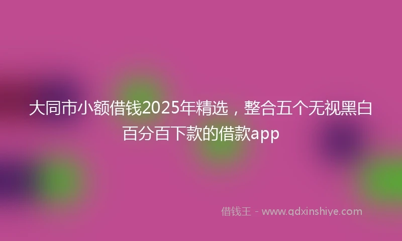 大同市小额借钱2025年精选，整合五个无视黑白百分百下款的借款app