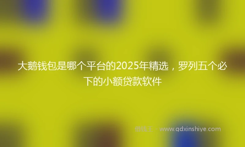 大鹅钱包是哪个平台的2025年精选，罗列五个必下的小额贷款软件