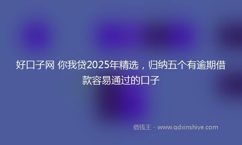 好口子网 你我贷2025年精选，归纳五个有逾期借款容易通过的口子