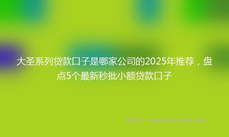 大圣系列贷款口子是哪家公司的2025年推荐，盘点5个最新秒批小额贷款口子