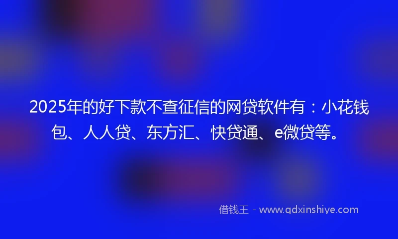 2025年的好下款不查征信的网贷软件有：小花钱包、人人贷、东方汇、快贷通、e微贷等。