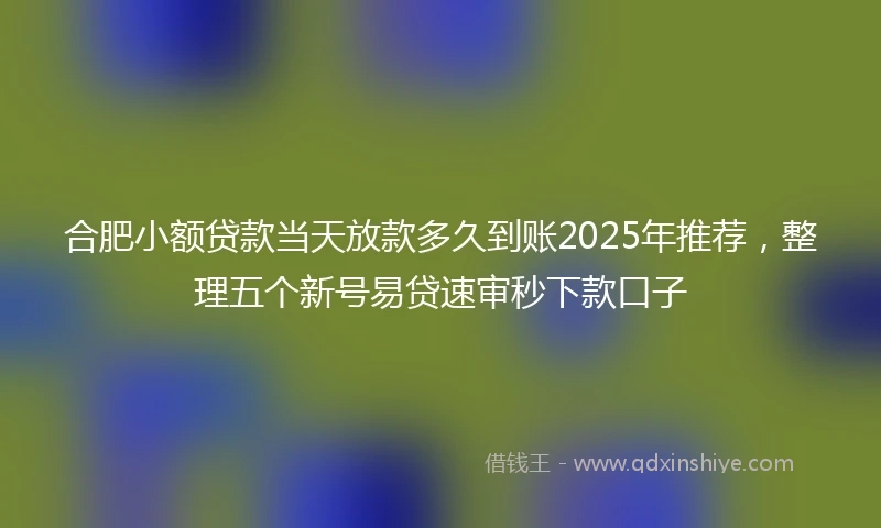 合肥小额贷款当天放款多久到账2025年推荐,整理五个新号易贷速审秒下款口子