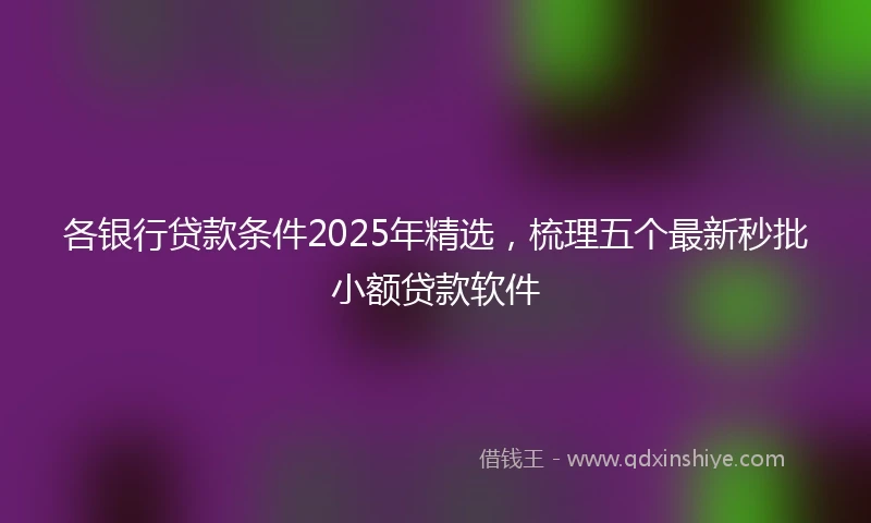 各银行贷款条件2025年精选，梳理五个最新秒批小额贷款软件
