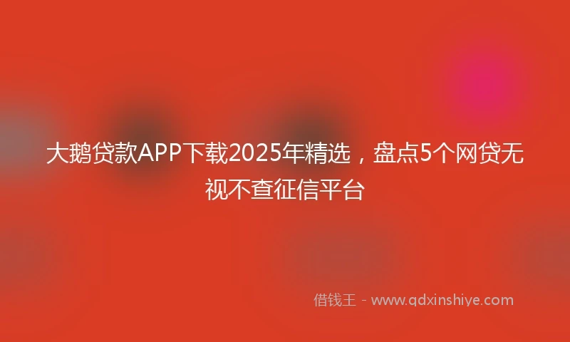 大鹅贷款APP下载2025年精选，盘点5个网贷无视不查征信平台