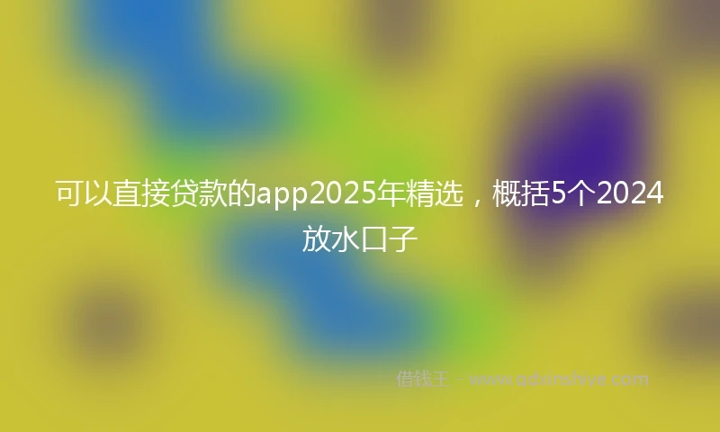 可以直接贷款的app2025年精选，概括5个2024放水口子