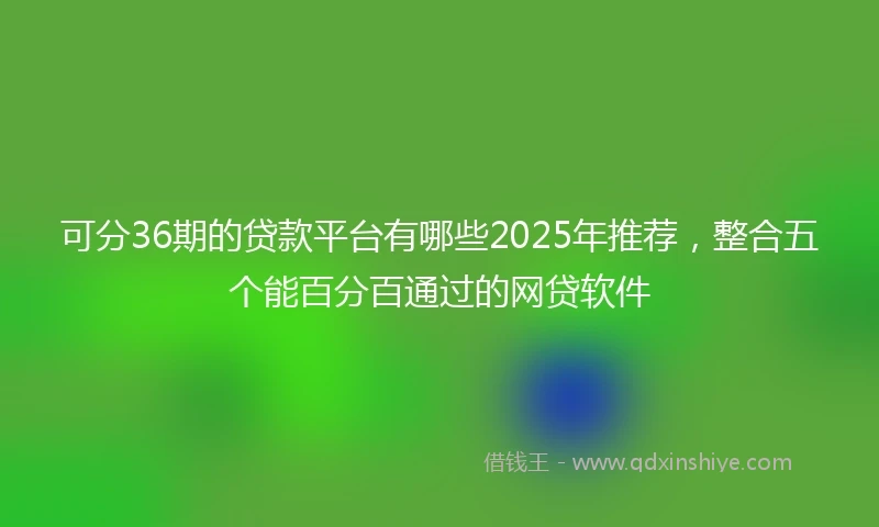 可分36期的贷款平台有哪些2025年推荐，整合五个能百分百通过的网贷软件