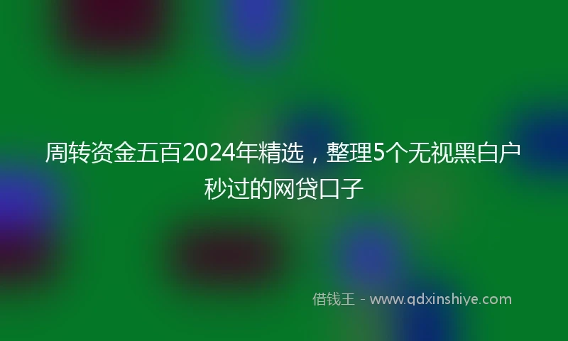 周转资金五百2024年精选，整理5个无视黑白户秒过的网贷口子