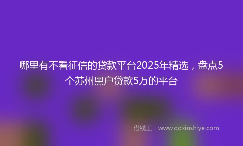 哪里有不看征信的贷款平台2025年精选，盘点5个苏州黑户贷款5万的平台